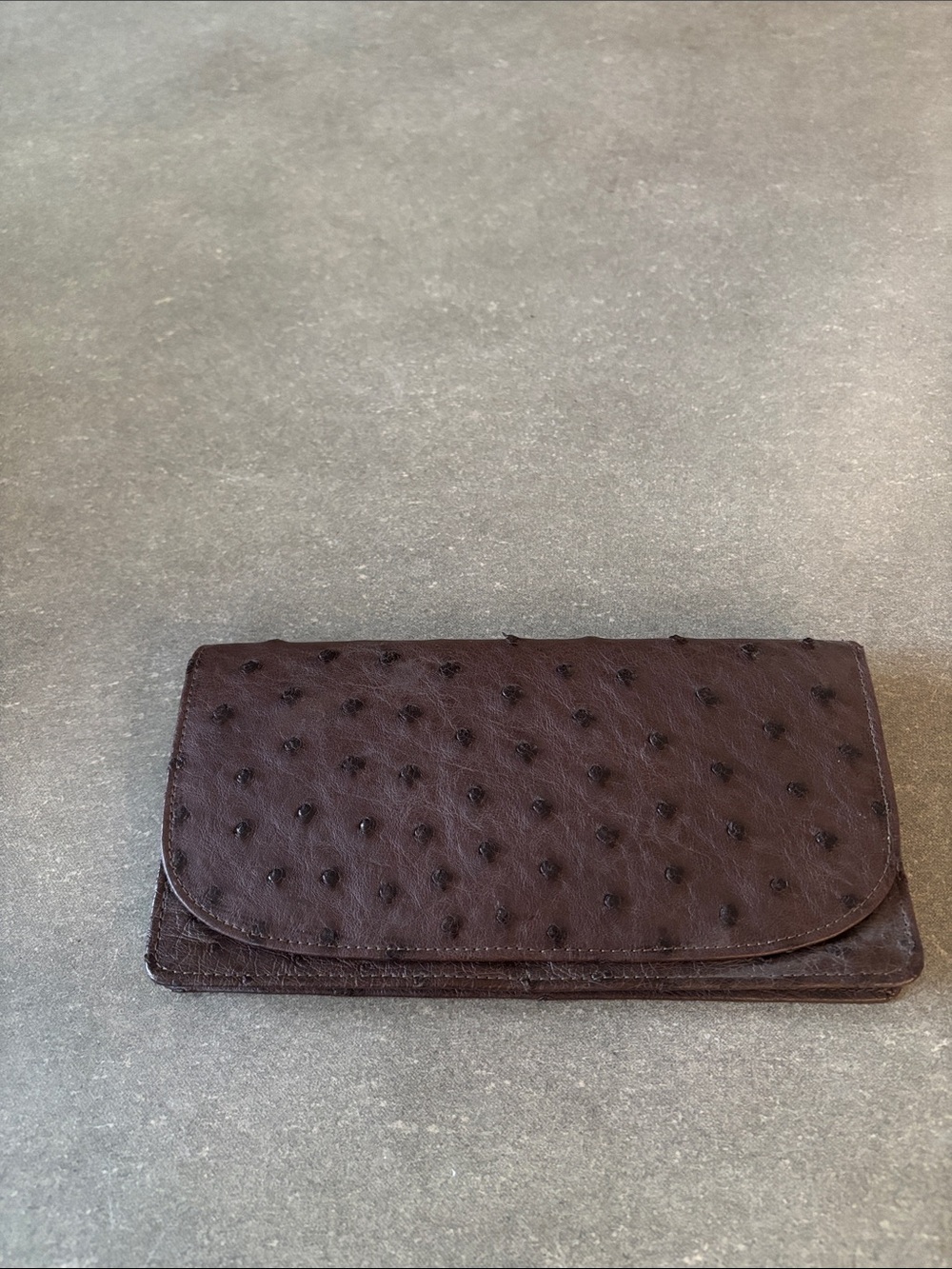 Brown Ostrich-Texture Leather Wallet